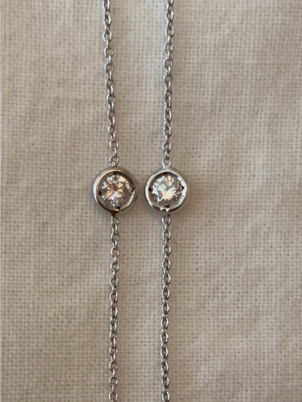 14k White Gold 5-Diamond Station Necklace